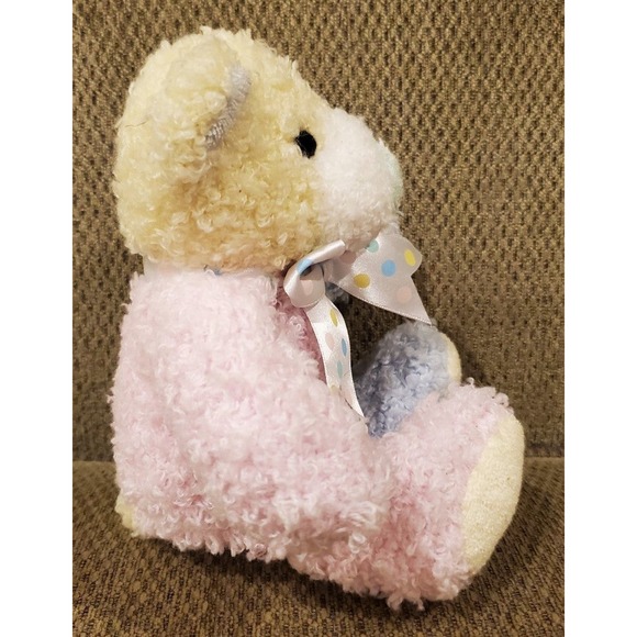 Small Pastel First & Main Menagerie Bear Rattle Stuffed Plush Toy - Picture 4 of 10
